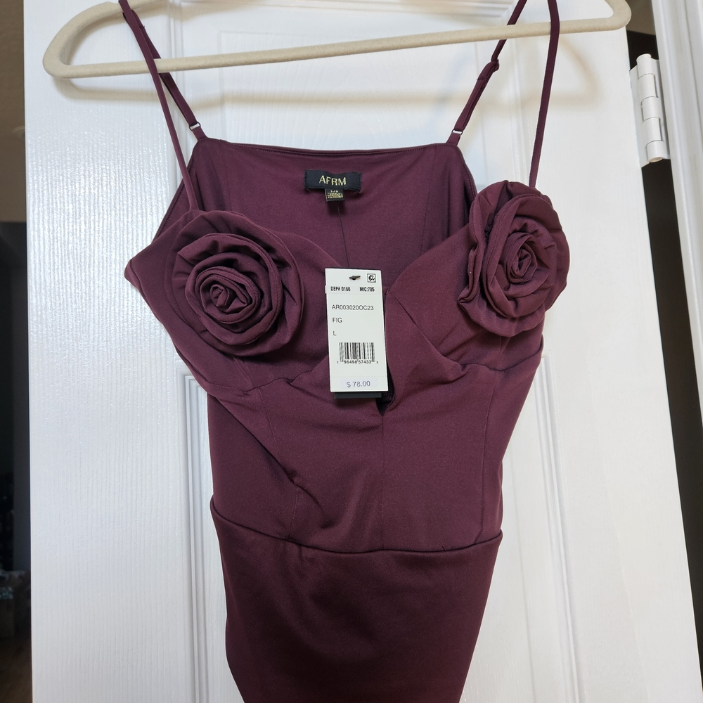 AFRM Burgundy bodysuit with Rose Detail